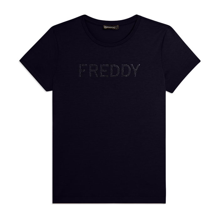 T-shirt manica corta con logo FREDDY in strass
