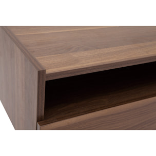 Table de chevet avec rangements finition bois foncé noyer L50 cm SANAA