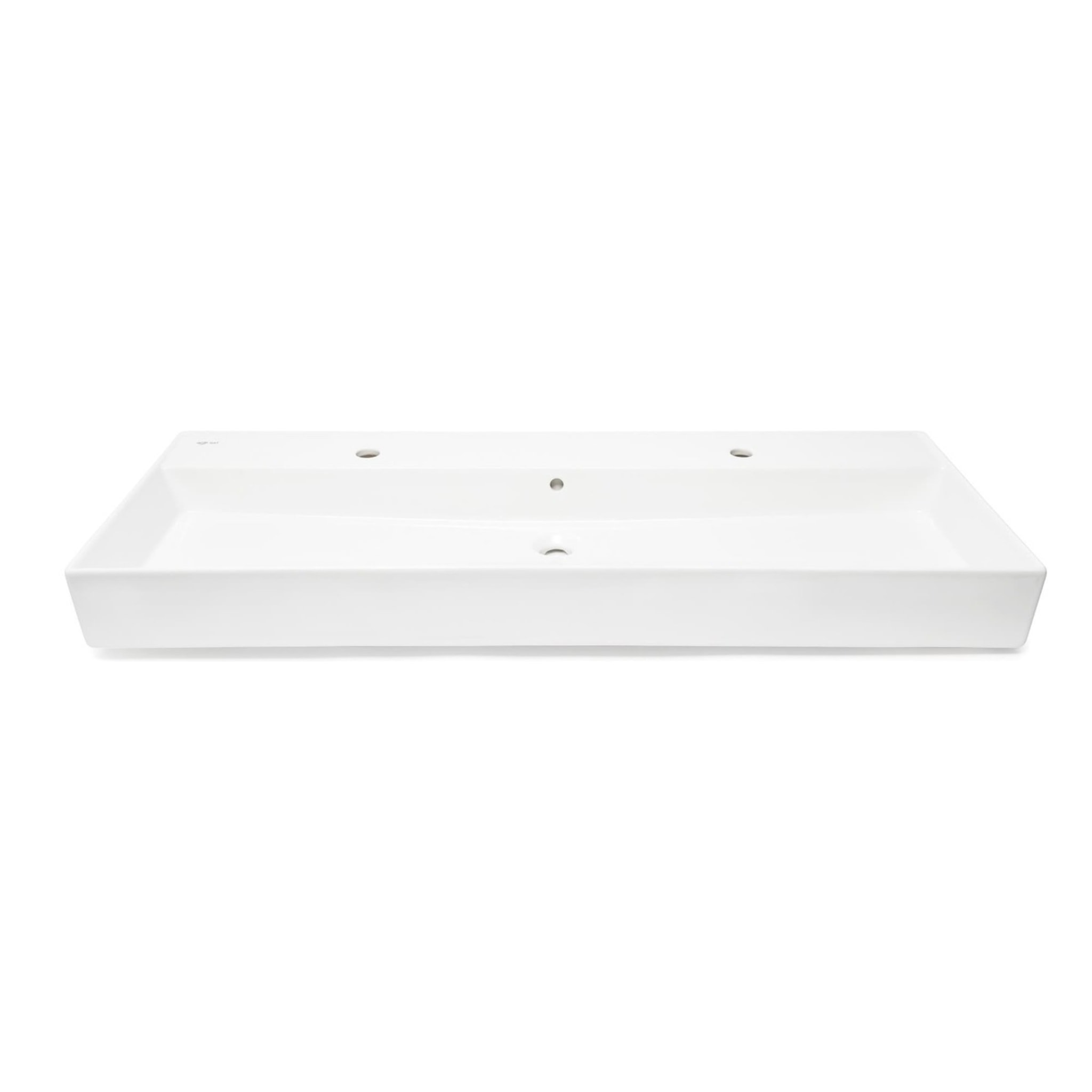 Lavabo 121,4 x 46,9 cm en céramique blanc – 2 trous – Infinitio (SATINF12046)