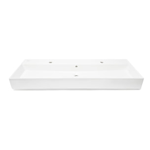 Lavabo 121,4 x 46,9 cm en céramique blanc – 2 trous – Infinitio (SATINF12046)