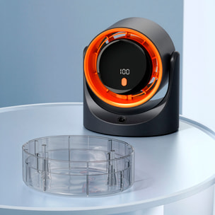 Ventilatore da scrivania F14. Con 5 livelli di velocità, funzione nebulizzatore e serbatoio d'acqua da 450 ml. Rotazione verticale di 180°.