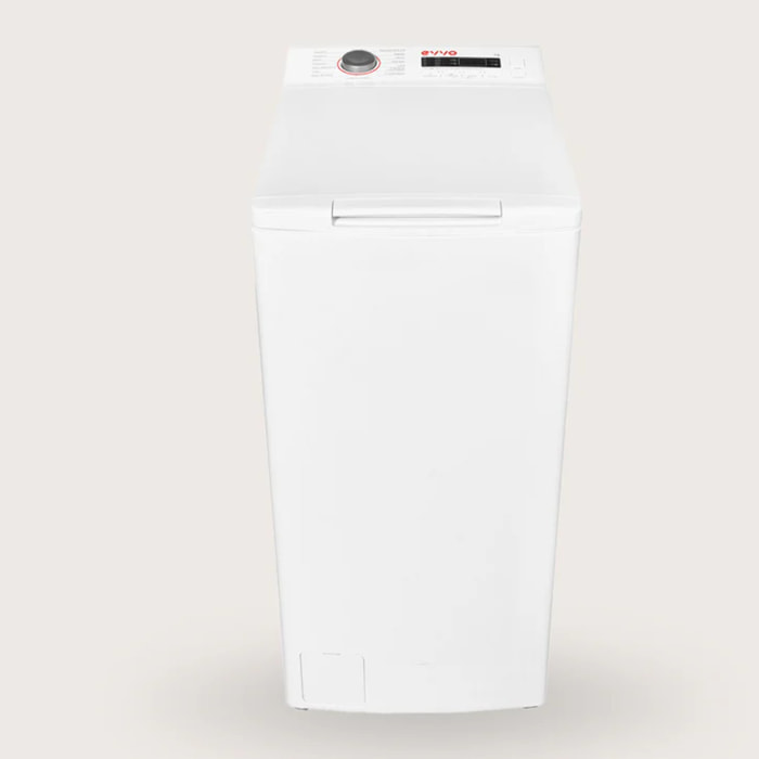 EVVO Lavadora 8 kg carga superior Wt8a, Clase energética A, 1250 rpm, 15 programas, Limpieza de tambor, Función ultraRápida