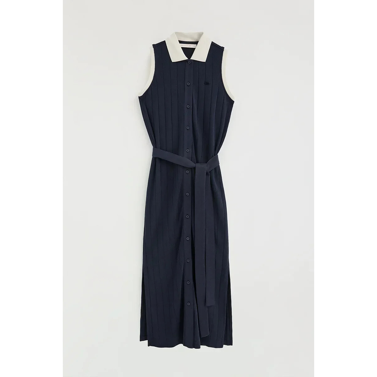 Vestido azul marino de canalé con lazada Polo Club
