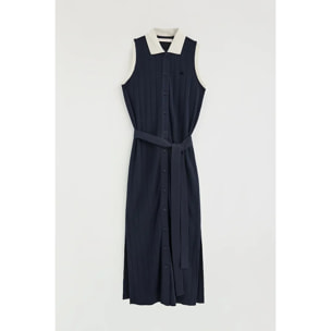 Vestido azul marino de canalé con lazada Polo Club