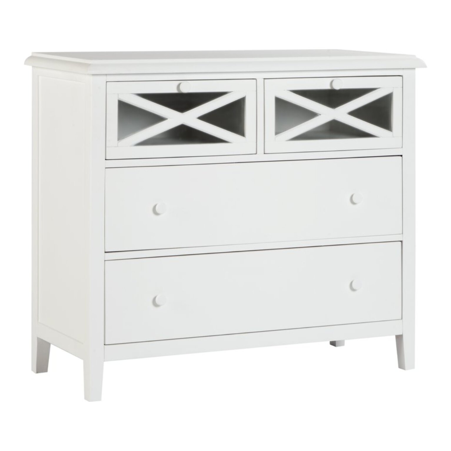 Commode Niza -bois massif d'araucaria et panneau mdf-couleur laqué blanc mat 100 x 87 x 42 cm