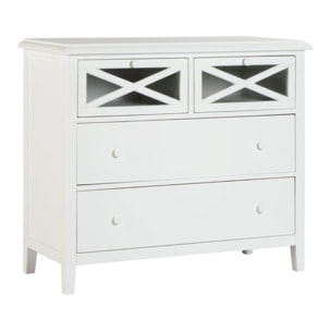Commode Niza -bois massif d'araucaria et panneau mdf-couleur laqué blanc mat 100 x 87 x 42 cm