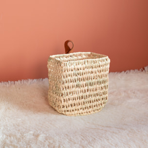 Panier à suspendre demi cercle anse cuir - Naturel
