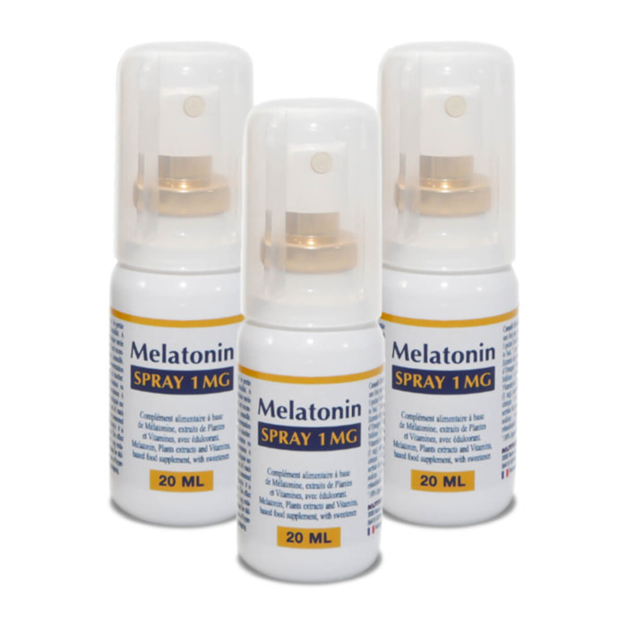 NUTRI EXPERT - Mélatonin Spray 1mg - Favorise l'endormissement - améliore le Sommeil - Evite les insomnies dues au décalage horaire - Spray Lingual Action Rapide - Sans accoutumance - Lot de 3 produits