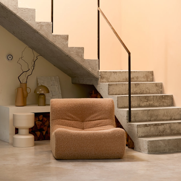 Chauffeuse tissu effet alpaca 1 place. beige. style contemporain. L 91 x P 105 x H 72cm