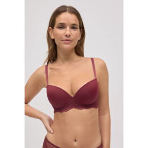 Reggiseno push-up in pizzo bordeaux, coppa B
