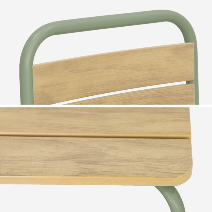 Table de jardin enfant acier et décor bois + 4 assises SUZIE