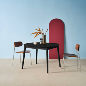 Table à manger ovale extensible bois d'hévéa et placage chêne noir 4-6 places - 110 / 140 x 100 x 75 cm - Lisa