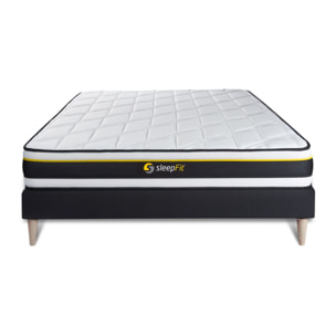 Ensemble - Matelas Mousse haute densitée avec micro-cellules d'air 19cm d'épaisseur - 7 zones de confort - Confort très ferme - Sommier tapissier en kit - 2 places