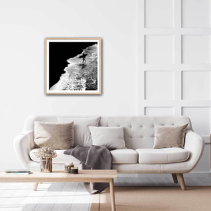 Poster surf au clair de lune Affiche + cadre en bois - Chêne