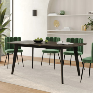 Table rectangulaire 4/6 personnes extensible en bois noir 150/180 cm - Oman