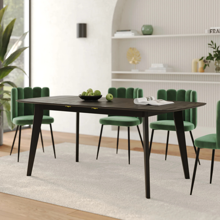 Table rectangulaire 4/6 personnes extensible en bois noir 150/180 cm - Oman