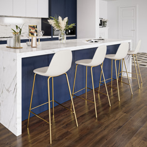 Lot de 2 chaises pour îlot central 65 cm en cuir synthétique blanc - Henrik