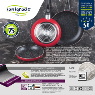 Pack de 3 sartenes san ignacio ø16cm ø20cm ø24cm + utensilio multiusos con 4 moldes intercambiables + 20 bandejas de conservación