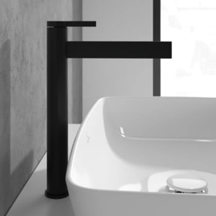 Mitigeur lavabo droit surélevé Dawn sans tirette Noir mat