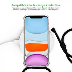 Coque iPhone 11 Pro anti-choc silicone avec cordon noir