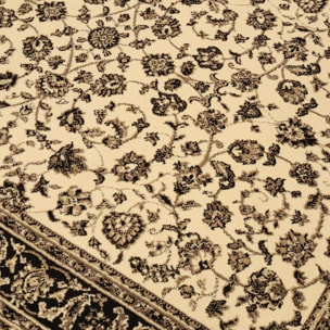 Tapis Ladi motif traditionnel oriental beige et noir