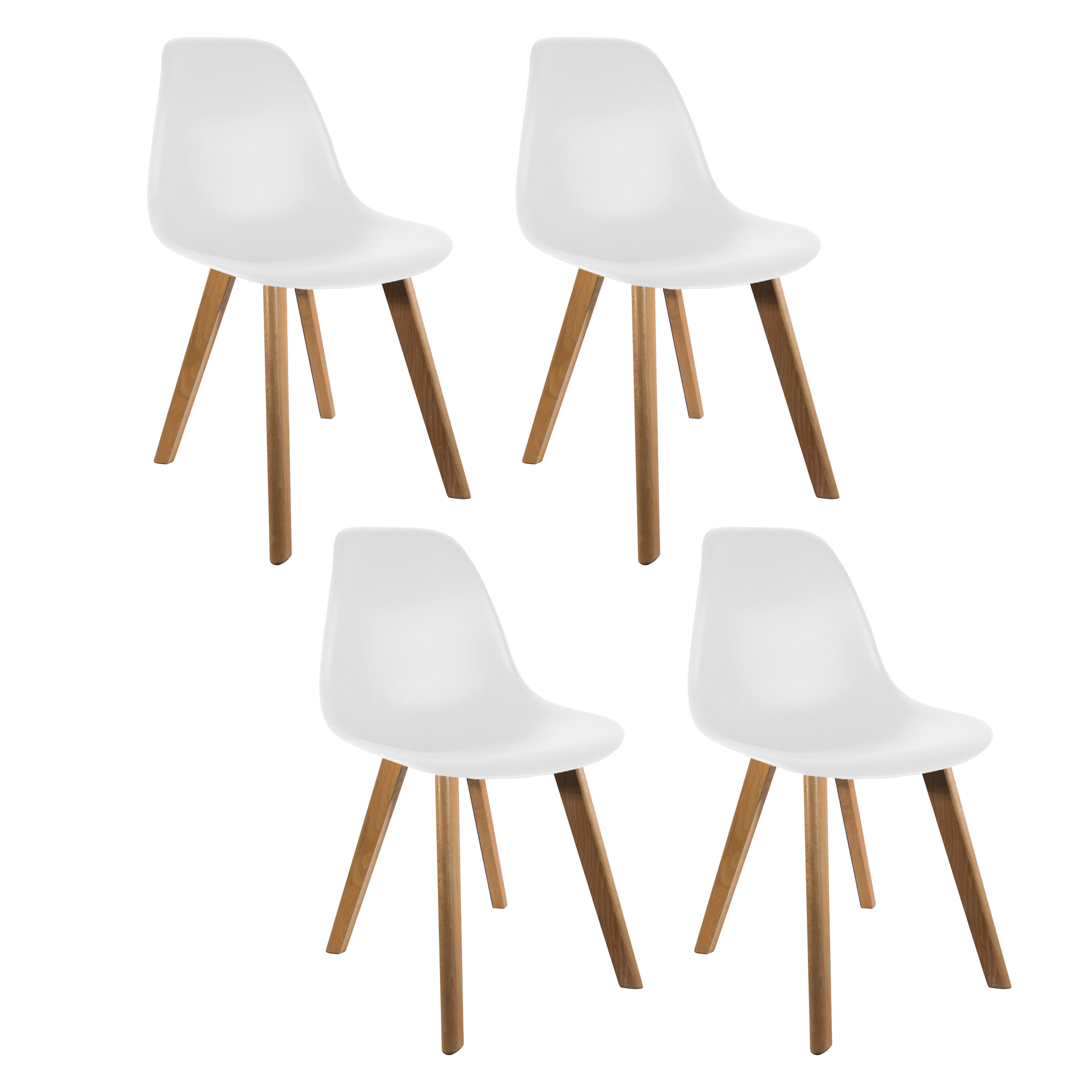 Chaise Scandinave Coque Blanche - Lot De 4