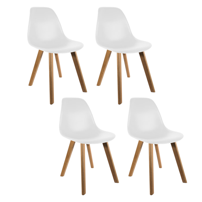 Chaise Scandinave Coque Blanche - Lot De 4