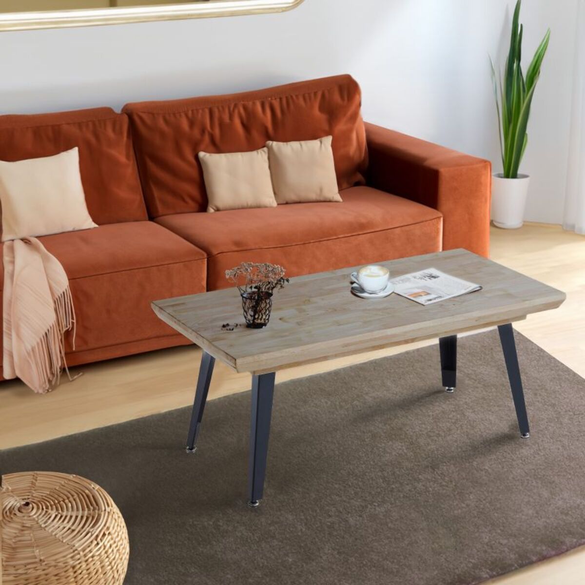 Mesa de centro elevable Berg Roble Honey - Negro