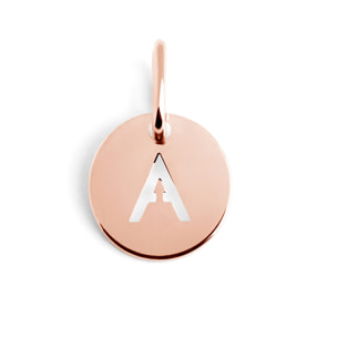 Charm Mini Medallion Letter Argento Placcato Oro Rosa