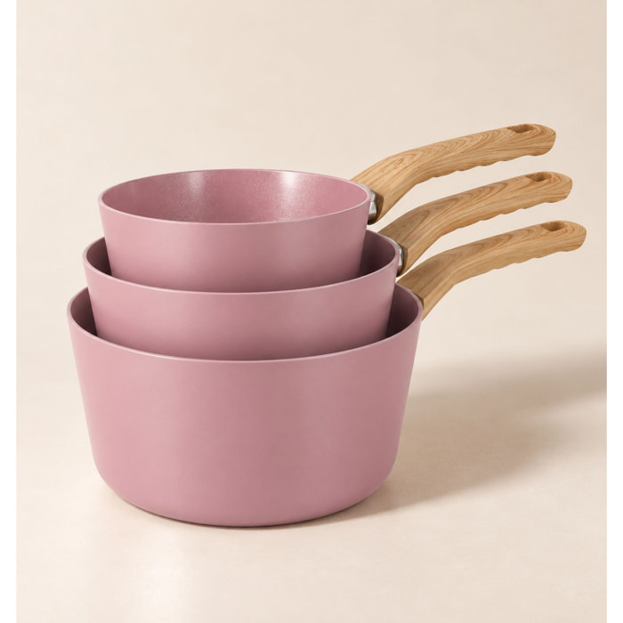 Lot de 3 casseroles revêtement céramique lilas - tous feux COLORAMA