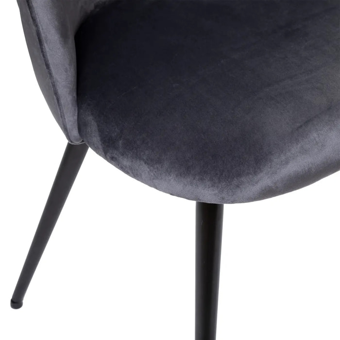 Chaise "Slano" - gris - velours - pieds métal noir