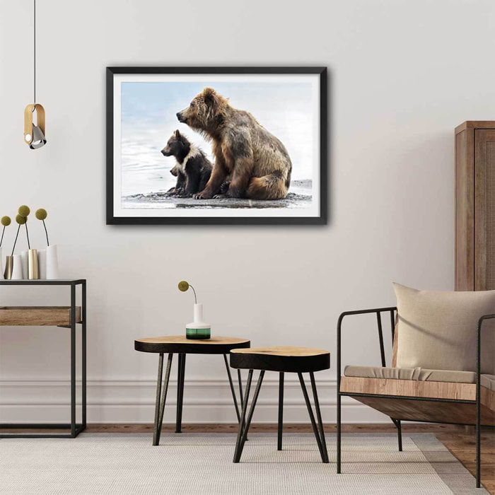 Affiche animaux profile Family Affiche sous cadre noir