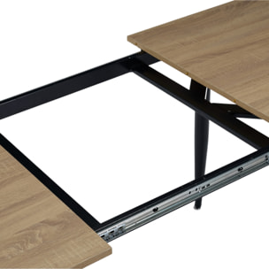 Table Extensible - HOME DECO FACTORY - LOKA - Effet Bois - Pieds Métalliques - Marron et Noir