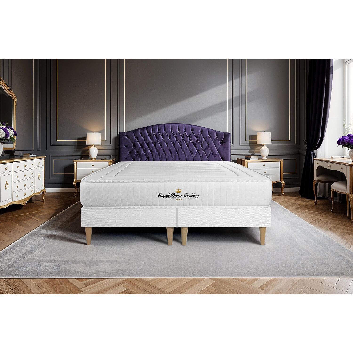 Ensemble - Matelas Mémoire de forme 20cm d'épaisseur - 3 zones de confort - Confort ferme - Sommier tapissier monobloc - 2 places