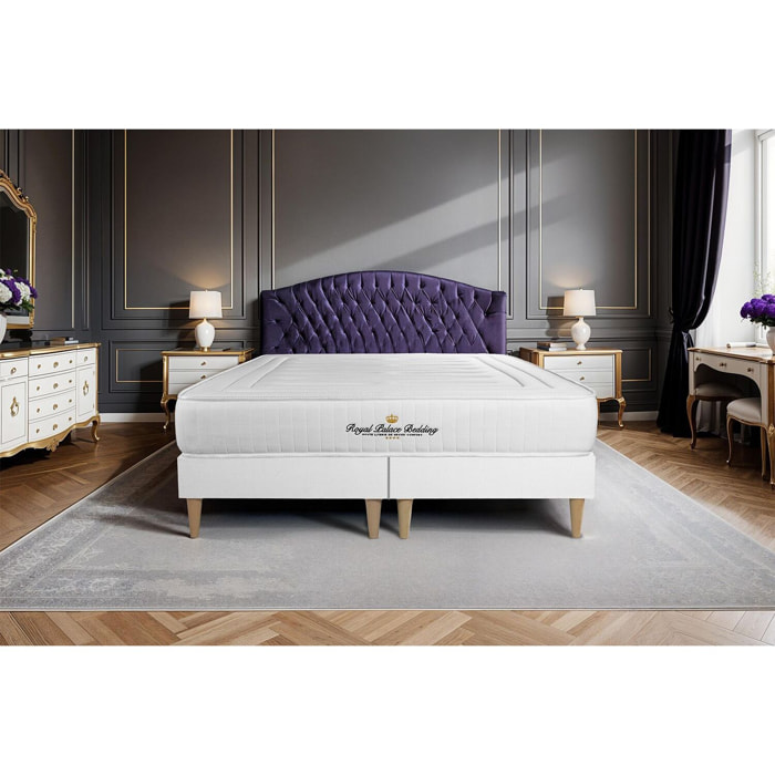 Ensemble - Matelas Mémoire de forme 20cm d'épaisseur - 3 zones de confort - Confort ferme - Sommier tapissier monobloc - 2 places