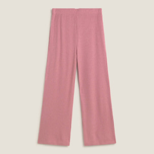 Pantalón de punto canalé Sisa color rosa Poliéster