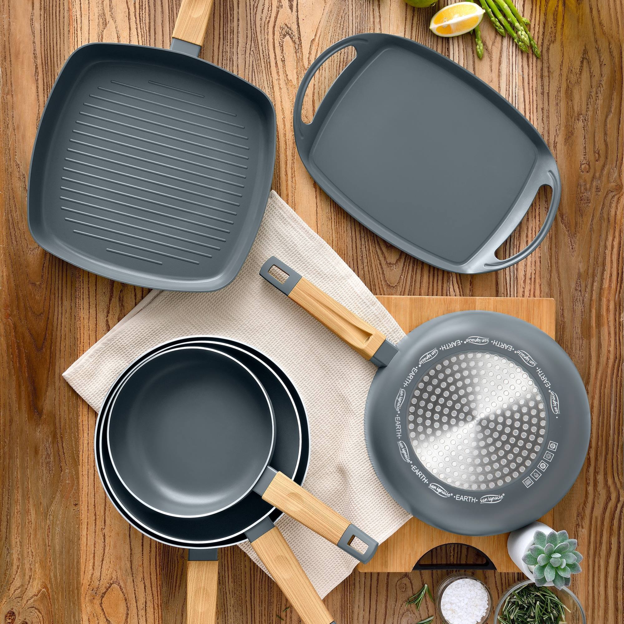 Sartén Asador de Aluminio Inducción 28x28 cm SAN IGNACIO Earth Grey