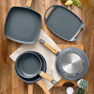 Sartén Asador de Aluminio Inducción 28x28 cm SAN IGNACIO Earth Grey