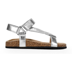 Sandalias deportivas plateadas con velcro