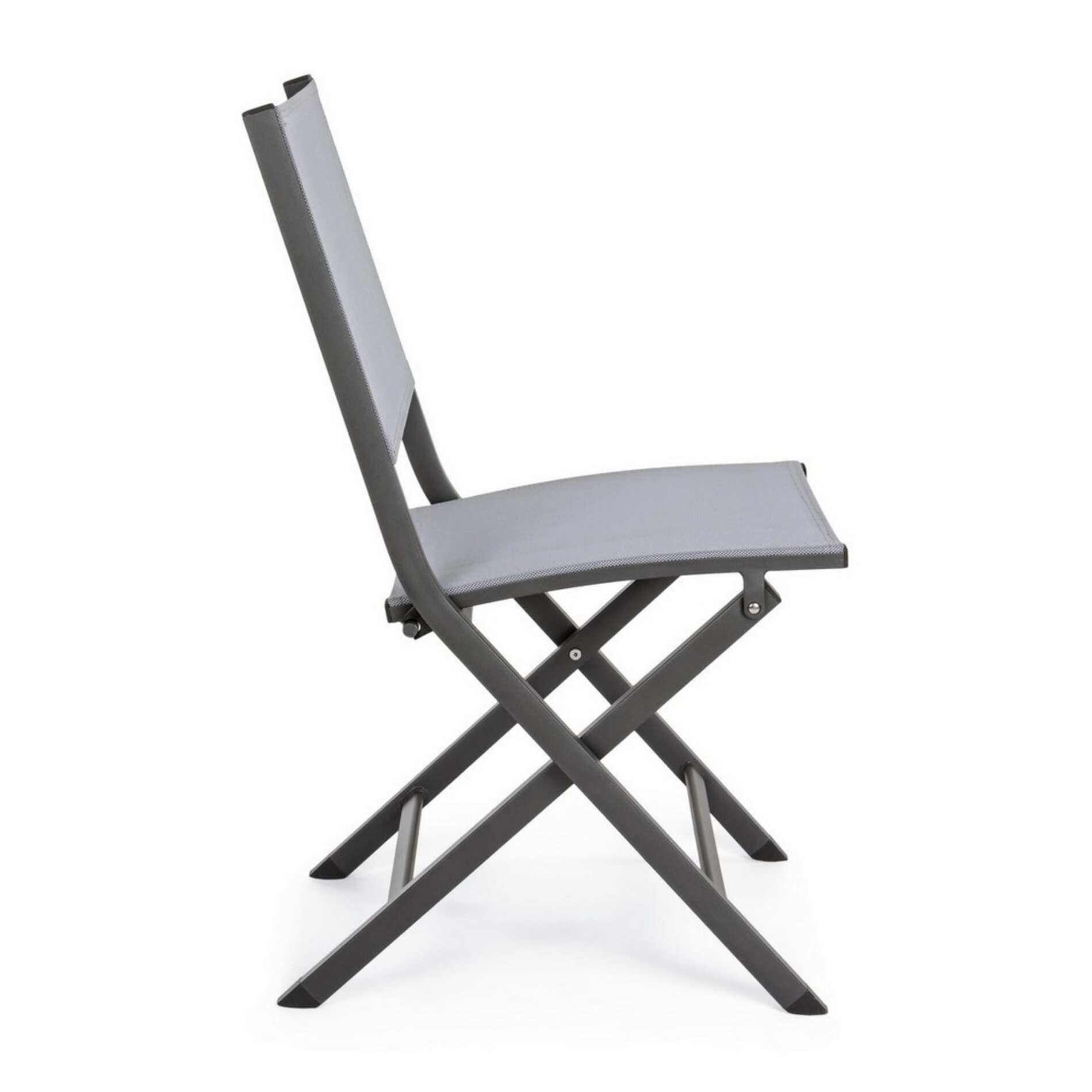 Set 4 sedie da giardino SINTRA in textilene grigio e struttura in alluminio antracite