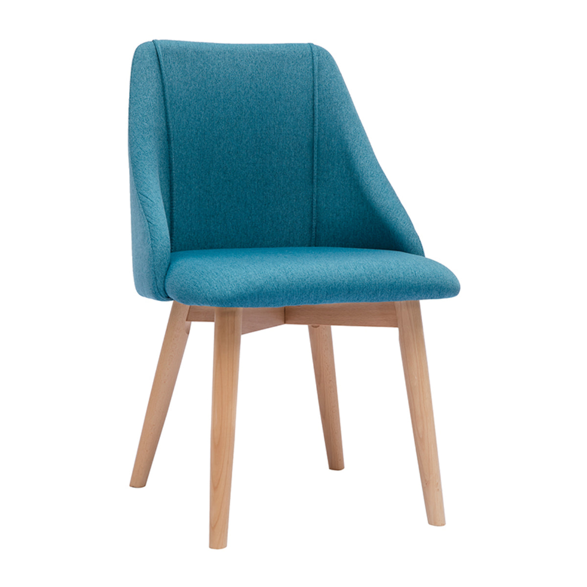Chaises scandinaves en tissu bleu canard et bois clair (lot de 2) HIGGINS