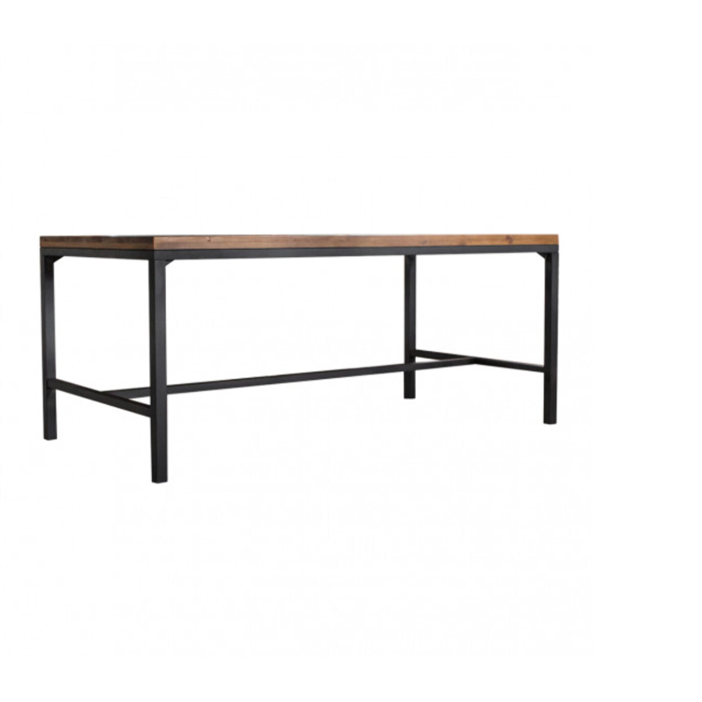 Table de repas en bois de pin recyclé L180cm en métal noir - INDUS