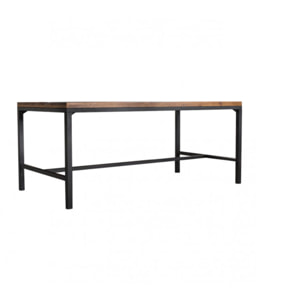 Table de repas en bois de pin recyclé L180cm en métal noir - INDUS