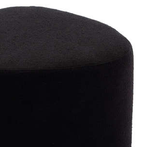 tabouret. pouf en forme de galet en tissu noir. TAO L 60 x P 44 x H 40cm