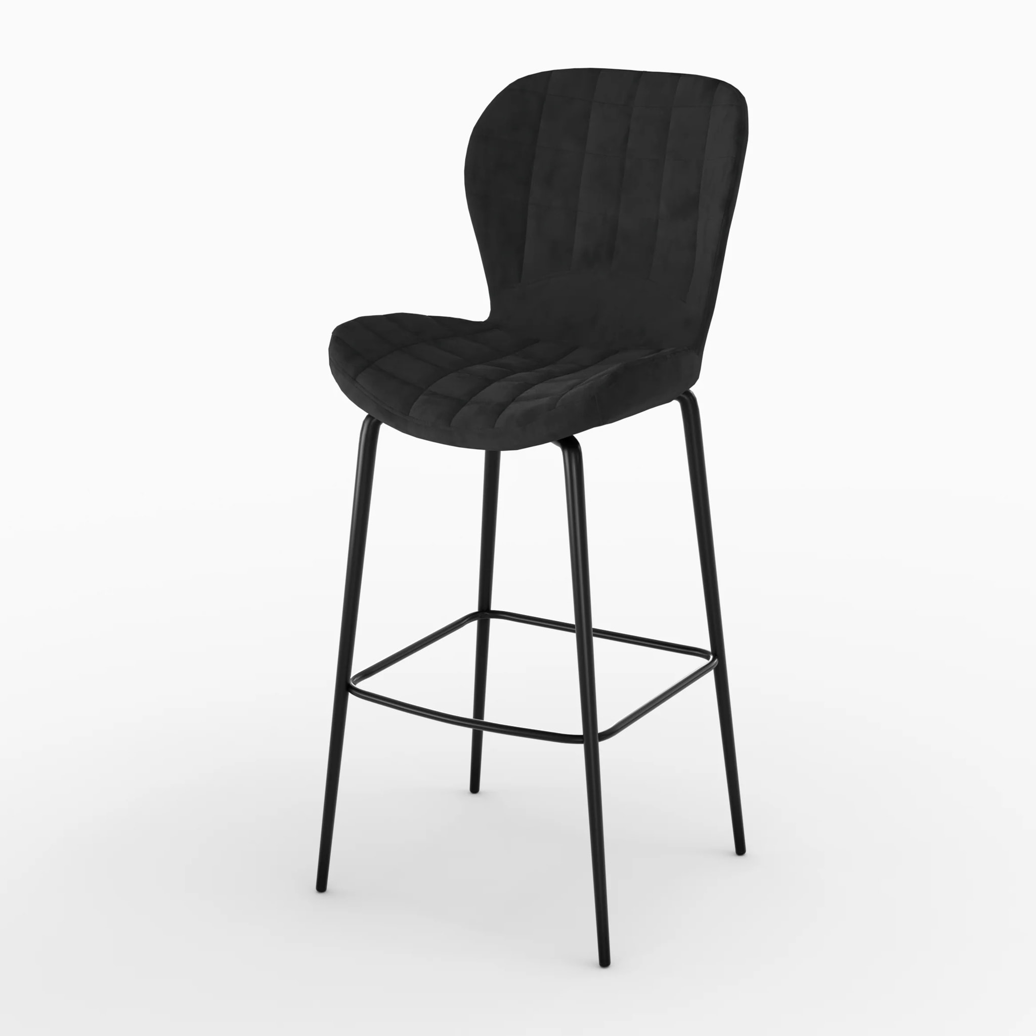 Lot de 2 chaises de bar en velours noir 75 cm - Mazzia