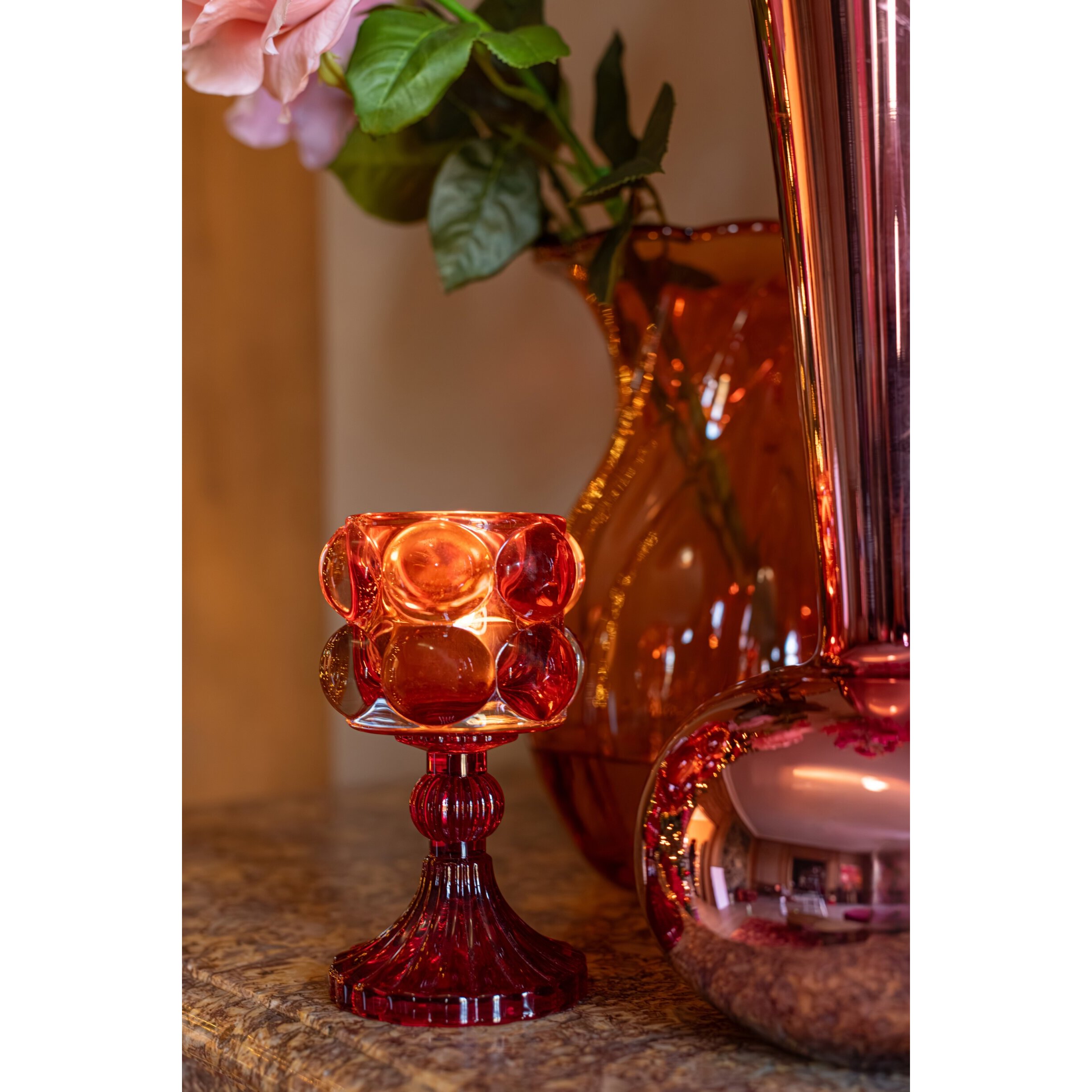 J-Line Chandelier - verre - rouge/orange - 2 pièces