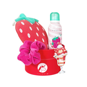 Sweet Pink - Coffret Mousse Douche Fraise 200 ml + Eponge + Choucou + Sticker