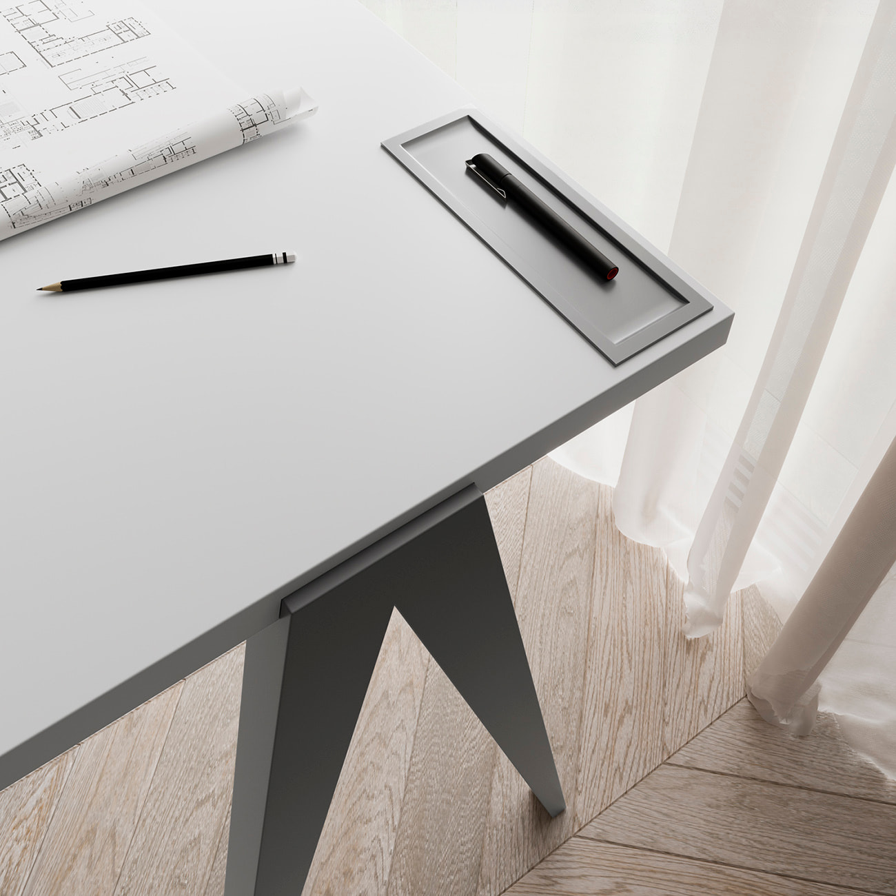 Escritorio Colmar blanco y gris 78x107x49 cm