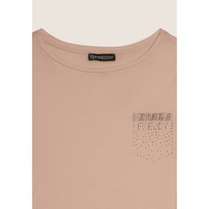 T-shirt manica corta con strass a forma di taschino FREDDY