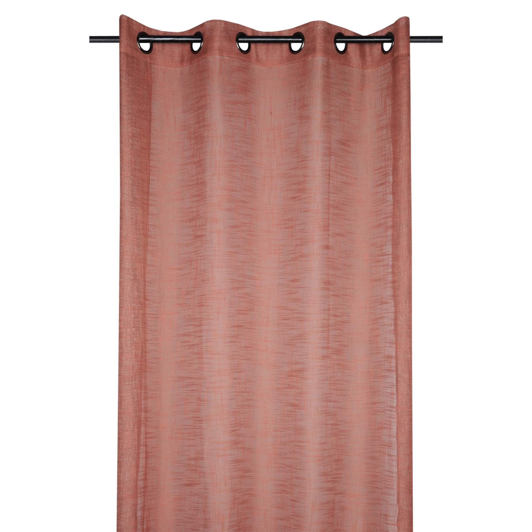 Voilage uni à œillets  - Effet lin - Terracotta